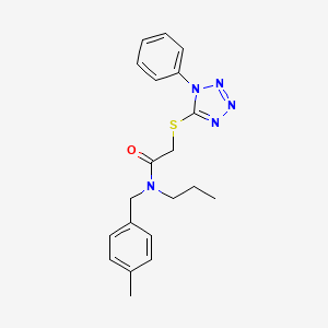 molecular formula C20H23N5OS B7637475 N-[(4-methylphenyl)methyl]-2-(1-phenyltetrazol-5-yl)sulfanyl-N-propylacetamide 