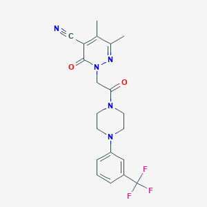 molecular formula C20H20F3N5O2 B7637487 5,6-Dimethyl-3-oxo-2-[2-oxo-2-[4-[3-(trifluoromethyl)phenyl]piperazin-1-yl]ethyl]pyridazine-4-carbonitrile 