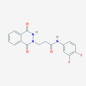 molecular formula C17H13F2N3O3 B7637904 N-(3,4-difluorophenyl)-3-(1,4-dioxo-3H-phthalazin-2-yl)propanamide 
