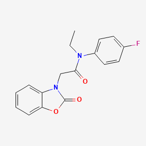 molecular formula C17H15FN2O3 B7638025 N-ethyl-N-(4-fluorophenyl)-2-(2-oxo-1,3-benzoxazol-3-yl)acetamide 