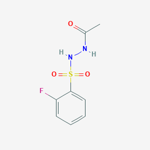 molecular formula C8H9FN2O3S B7638125 N'-(2-fluorophenyl)sulfonylacetohydrazide 