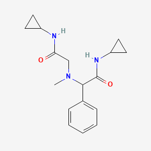 molecular formula C17H23N3O2 B7638144 N-cyclopropyl-2-[[2-(cyclopropylamino)-2-oxoethyl]-methylamino]-2-phenylacetamide 