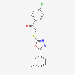 molecular formula C17H13ClN2O2S B7638372 1-(4-Chlorophenyl)-2-[[5-(3-methylphenyl)-1,3,4-oxadiazol-2-yl]sulfanyl]ethanone 