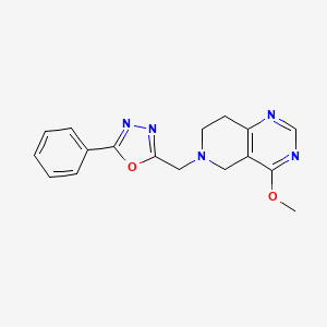 molecular formula C17H17N5O2 B7638796 2-[(4-methoxy-7,8-dihydro-5H-pyrido[4,3-d]pyrimidin-6-yl)methyl]-5-phenyl-1,3,4-oxadiazole 