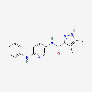 molecular formula C17H17N5O B7638858 N-(6-anilino-3-pyridyl)-3,4-dimethyl-1H-pyrazole-5-carboxamide 