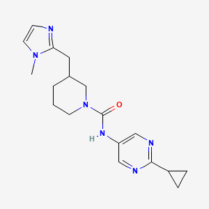 molecular formula C18H24N6O B7638886 N-(2-cyclopropylpyrimidin-5-yl)-3-[(1-methylimidazol-2-yl)methyl]piperidine-1-carboxamide 