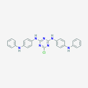 molecular formula C27H22ClN7 B076427 1,3,5-Triazine-2,4-diamine, 6-chloro-N,N'-bis(4-(phenylamino)phenyl)- CAS No. 15063-92-0