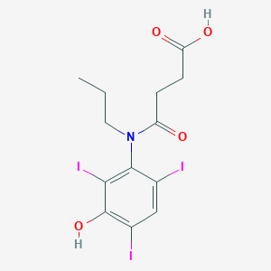 molecular formula C13H14I3NO4 B076428 3'-Hydroxy-2',4',6'-triiodo-N-propylsuccinanilic acid CAS No. 10515-72-7