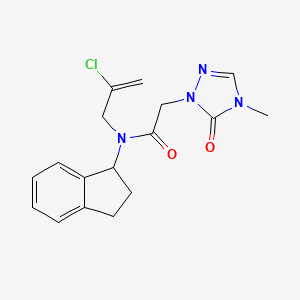 molecular formula C17H19ClN4O2 B7642851 N-(2-chloroprop-2-enyl)-N-(2,3-dihydro-1H-inden-1-yl)-2-(4-methyl-5-oxo-1,2,4-triazol-1-yl)acetamide 
