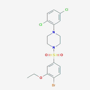 molecular formula C18H19BrCl2N2O3S B7643991 1-(4-Bromo-3-ethoxybenzenesulfonyl)-4-(2,5-dichlorophenyl)piperazine 