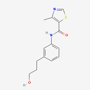 molecular formula C14H16N2O2S B7648152 N-[3-(3-hydroxypropyl)phenyl]-4-methyl-1,3-thiazole-5-carboxamide 