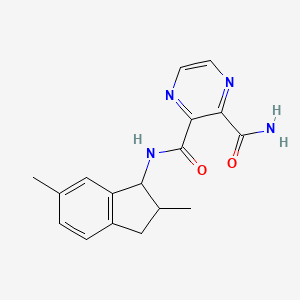 molecular formula C17H18N4O2 B7648162 3-N-(2,6-dimethyl-2,3-dihydro-1H-inden-1-yl)pyrazine-2,3-dicarboxamide 