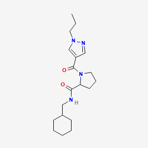 molecular formula C19H30N4O2 B7648188 N-(cyclohexylmethyl)-1-(1-propylpyrazole-4-carbonyl)pyrrolidine-2-carboxamide 