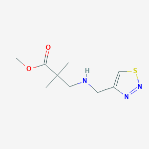 molecular formula C9H15N3O2S B7648305 Methyl 2,2-dimethyl-3-(thiadiazol-4-ylmethylamino)propanoate 