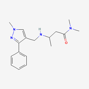 molecular formula C17H24N4O B7648350 N,N-dimethyl-3-[(1-methyl-3-phenylpyrazol-4-yl)methylamino]butanamide 
