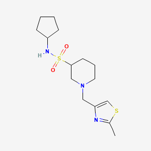 molecular formula C15H25N3O2S2 B7648366 N-cyclopentyl-1-[(2-methyl-1,3-thiazol-4-yl)methyl]piperidine-3-sulfonamide 