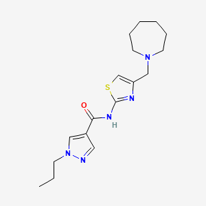 molecular formula C17H25N5OS B7648406 N-[4-(azepan-1-ylmethyl)-1,3-thiazol-2-yl]-1-propylpyrazole-4-carboxamide 