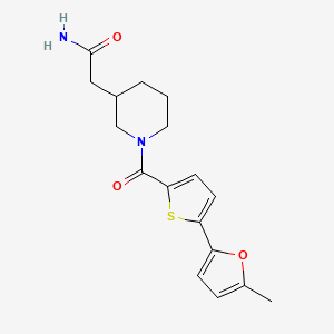 molecular formula C17H20N2O3S B7648433 2-[1-[5-(5-Methylfuran-2-yl)thiophene-2-carbonyl]piperidin-3-yl]acetamide 