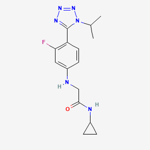 molecular formula C15H19FN6O B7648477 N-cyclopropyl-2-[3-fluoro-4-(1-propan-2-yltetrazol-5-yl)anilino]acetamide 