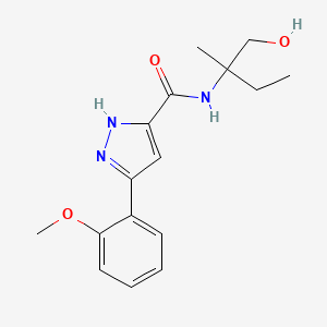 molecular formula C16H21N3O3 B7648500 N-(1-hydroxy-2-methylbutan-2-yl)-3-(2-methoxyphenyl)-1H-pyrazole-5-carboxamide 
