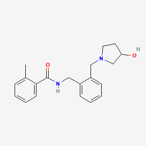 molecular formula C20H24N2O2 B7648513 N-[[2-[(3-hydroxypyrrolidin-1-yl)methyl]phenyl]methyl]-2-methylbenzamide 
