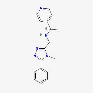 molecular formula C17H19N5 B7648594 N-[(4-methyl-5-phenyl-1,2,4-triazol-3-yl)methyl]-1-pyridin-4-ylethanamine 