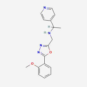 molecular formula C17H18N4O2 B7648656 N-[[5-(2-methoxyphenyl)-1,3,4-oxadiazol-2-yl]methyl]-1-pyridin-4-ylethanamine 