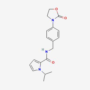 molecular formula C18H21N3O3 B7648667 N-[[4-(2-oxo-1,3-oxazolidin-3-yl)phenyl]methyl]-1-propan-2-ylpyrrole-2-carboxamide 