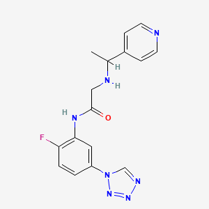 molecular formula C16H16FN7O B7648674 N-[2-fluoro-5-(tetrazol-1-yl)phenyl]-2-(1-pyridin-4-ylethylamino)acetamide 
