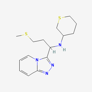 molecular formula C15H22N4S2 B7648690 N-[3-methylsulfanyl-1-([1,2,4]triazolo[4,3-a]pyridin-3-yl)propyl]thian-3-amine 