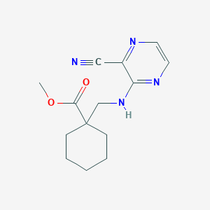 molecular formula C14H18N4O2 B7649606 Methyl 1-[[(3-cyanopyrazin-2-yl)amino]methyl]cyclohexane-1-carboxylate 