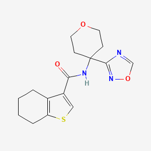 molecular formula C16H19N3O3S B7649752 N-[4-(1,2,4-oxadiazol-3-yl)oxan-4-yl]-4,5,6,7-tetrahydro-1-benzothiophene-3-carboxamide 