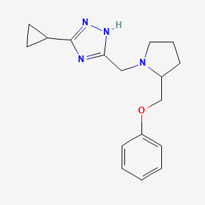 molecular formula C17H22N4O B7649954 3-cyclopropyl-5-[[2-(phenoxymethyl)pyrrolidin-1-yl]methyl]-1H-1,2,4-triazole 