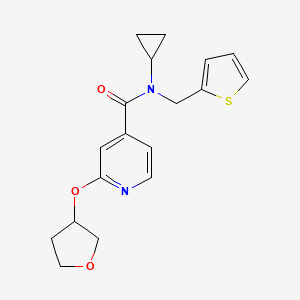 molecular formula C18H20N2O3S B7649991 N-cyclopropyl-2-(oxolan-3-yloxy)-N-(thiophen-2-ylmethyl)pyridine-4-carboxamide 