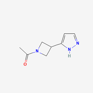 molecular formula C8H11N3O B7650575 1-[3-(1H-pyrazol-5-yl)azetidin-1-yl]ethanone 