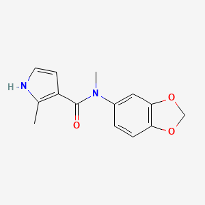 molecular formula C14H14N2O3 B7653160 N-(1,3-benzodioxol-5-yl)-N,2-dimethyl-1H-pyrrole-3-carboxamide 