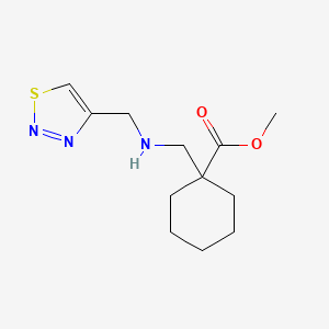molecular formula C12H19N3O2S B7653739 Methyl 1-[(thiadiazol-4-ylmethylamino)methyl]cyclohexane-1-carboxylate 