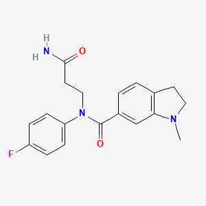 molecular formula C19H20FN3O2 B7653842 N-(3-amino-3-oxopropyl)-N-(4-fluorophenyl)-1-methyl-2,3-dihydroindole-6-carboxamide 