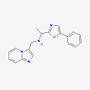 molecular formula C19H18N4O B7653957 N-(imidazo[1,2-a]pyridin-3-ylmethyl)-1-(5-phenyl-1,3-oxazol-2-yl)ethanamine 