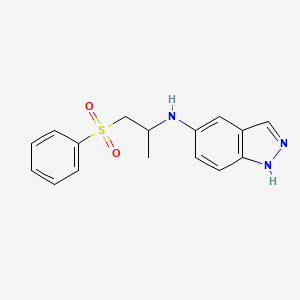 molecular formula C16H17N3O2S B7654081 N-[1-(benzenesulfonyl)propan-2-yl]-1H-indazol-5-amine 