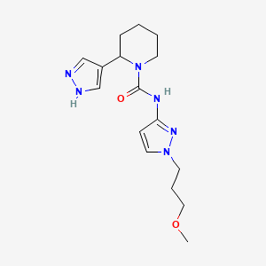 molecular formula C16H24N6O2 B7654103 N-[1-(3-methoxypropyl)pyrazol-3-yl]-2-(1H-pyrazol-4-yl)piperidine-1-carboxamide 