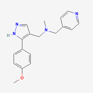 molecular formula C18H20N4O B7654140 N-[[5-(4-methoxyphenyl)-1H-pyrazol-4-yl]methyl]-N-methyl-1-pyridin-4-ylmethanamine 