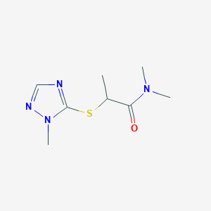 molecular formula C8H14N4OS B7654246 N,N-dimethyl-2-[(2-methyl-1,2,4-triazol-3-yl)sulfanyl]propanamide 