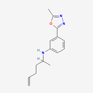 molecular formula C15H19N3O B7654364 N-hex-5-en-2-yl-3-(5-methyl-1,3,4-oxadiazol-2-yl)aniline 