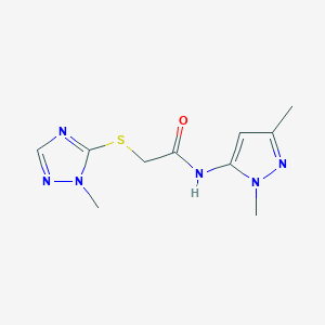 molecular formula C10H14N6OS B7654428 N-(2,5-dimethylpyrazol-3-yl)-2-[(2-methyl-1,2,4-triazol-3-yl)sulfanyl]acetamide 