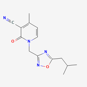 molecular formula C14H16N4O2 B7654707 4-Methyl-1-[[5-(2-methylpropyl)-1,2,4-oxadiazol-3-yl]methyl]-2-oxopyridine-3-carbonitrile 