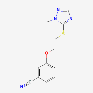 molecular formula C12H12N4OS B7654731 3-[2-[(2-Methyl-1,2,4-triazol-3-yl)sulfanyl]ethoxy]benzonitrile 