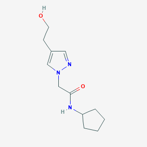 molecular formula C12H19N3O2 B7654763 N-cyclopentyl-2-[4-(2-hydroxyethyl)pyrazol-1-yl]acetamide 