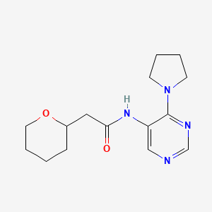 molecular formula C15H22N4O2 B7654814 2-(oxan-2-yl)-N-(4-pyrrolidin-1-ylpyrimidin-5-yl)acetamide 