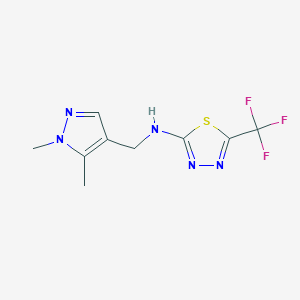 molecular formula C9H10F3N5S B7654913 N-[(1,5-dimethylpyrazol-4-yl)methyl]-5-(trifluoromethyl)-1,3,4-thiadiazol-2-amine 